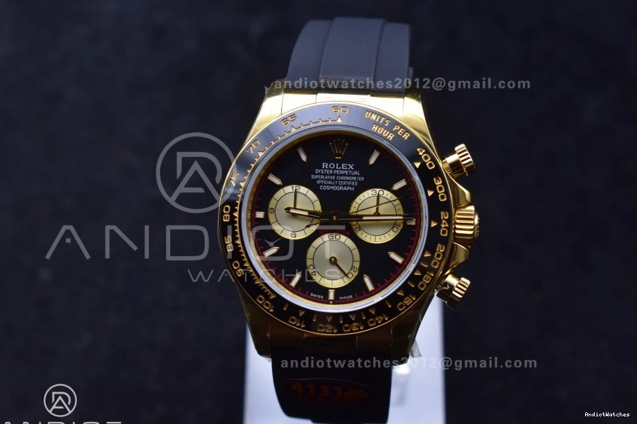 807 Oysterflex SH4131 Daytona 1:1 YG (Weighted) V6 QF on 126518 Black Best Edition Strap Sophisticated Dial 1223